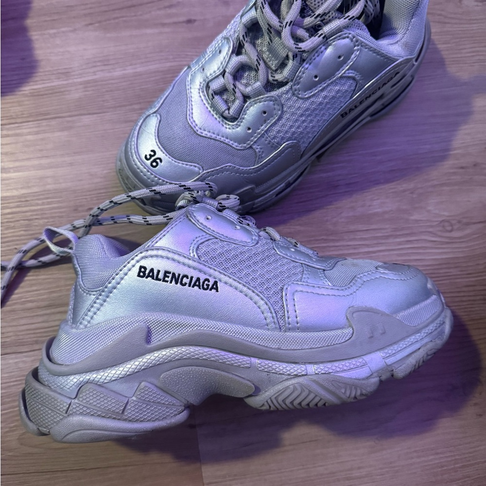 Balenciaga Metallic Silver Sneakers